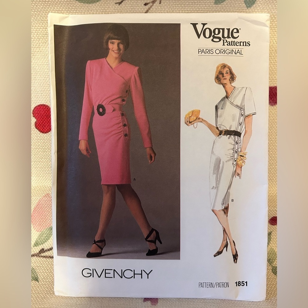 Vogue Patterns Paris Original Givenchy Dress Fitted Size 12 Uncut 1851